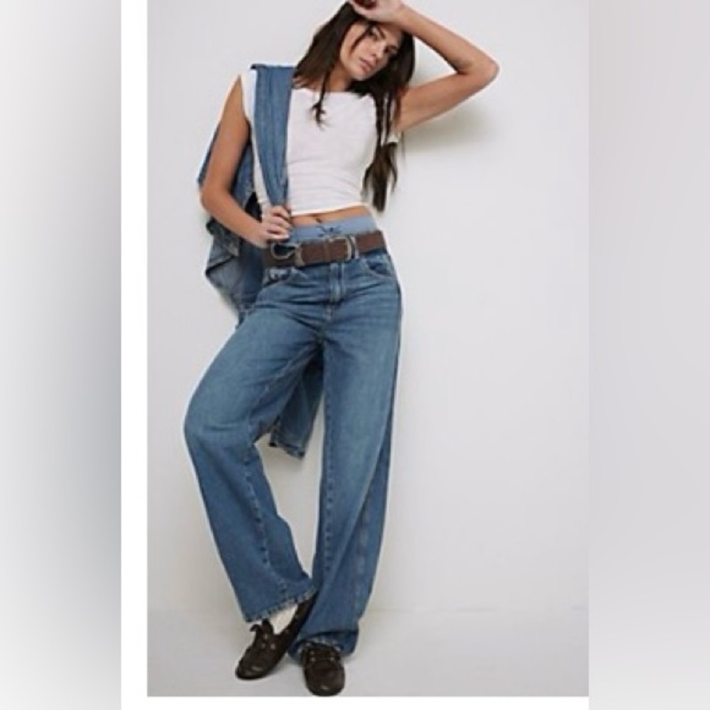 Free People Blue Flare & Wide Leg Jeans